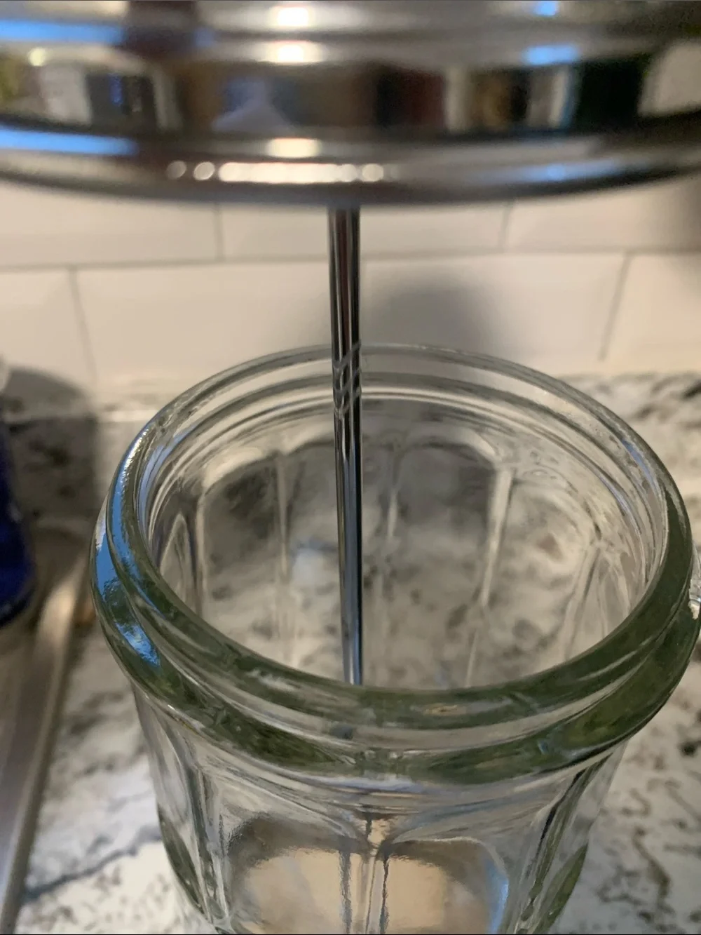 50’s Diner Style Glass Straw Dispenser with Chrome Lid - Home Kitchen